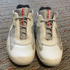 Prada Sneaker America's Cup 20 906 Gray Leather Trainer Mesh OG Authentic Size 8